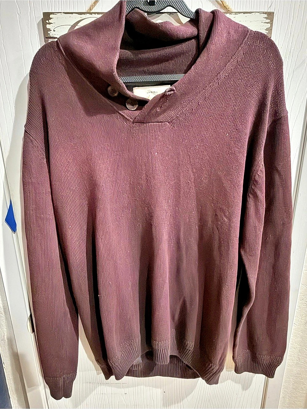 Weatherproof Vintage Men's 1/4 Button Mock Neck Sweater Purple